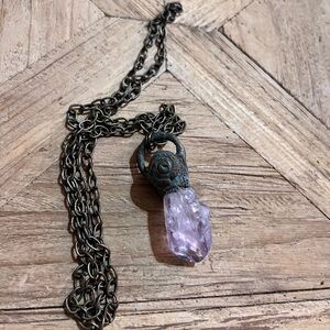 New Natural amethyst Purple Crystal Pendant handmade Necklace
